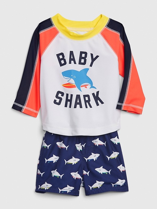 Image number 3 showing, Baby Long Sleeve Shark Swim Set