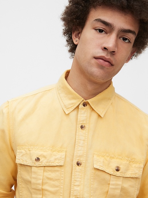Image number 1 showing, Linen-Cotton Utility Shirt Jacket