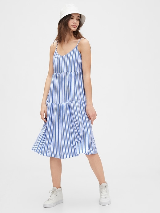 Image number 1 showing, Tiered Cami Midi Dress in Modal-Cotton