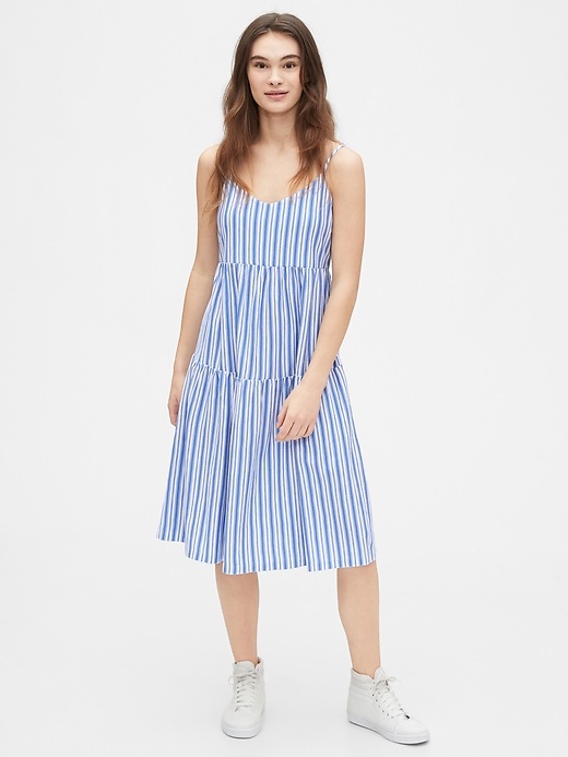 Image number 3 showing, Tiered Cami Midi Dress in Modal-Cotton