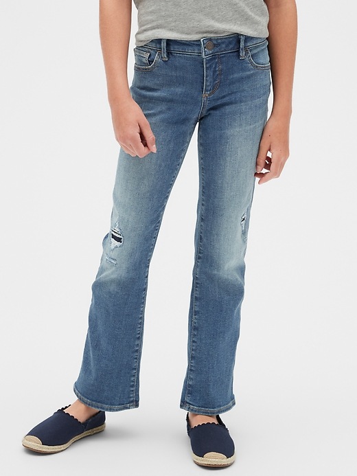 Image number 1 showing, Kids Destructed Boot Jeans with Stretch