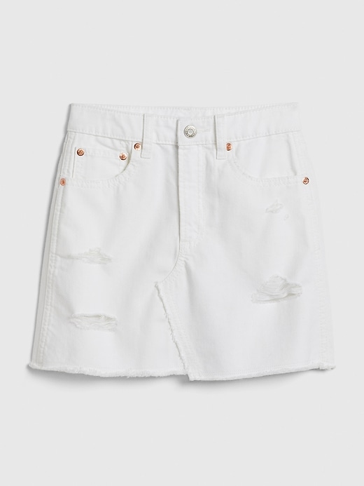 View large product image 1 of 1. Kids Distressed White Denim Skirt