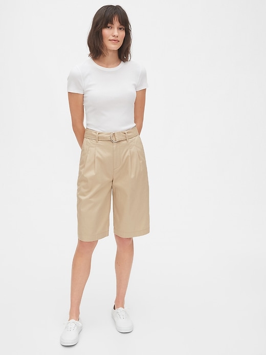 Image number 1 showing, High Rise Belted Bermuda Shorts