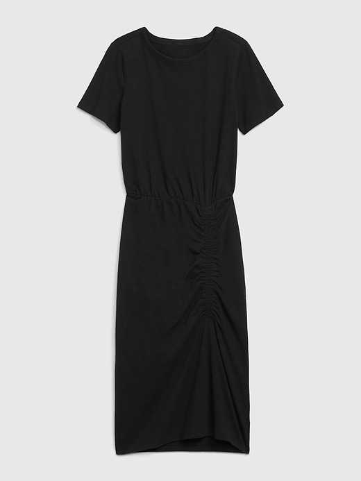 View large product image 1 of 1. Short Sleeve Ruched Midi Dress