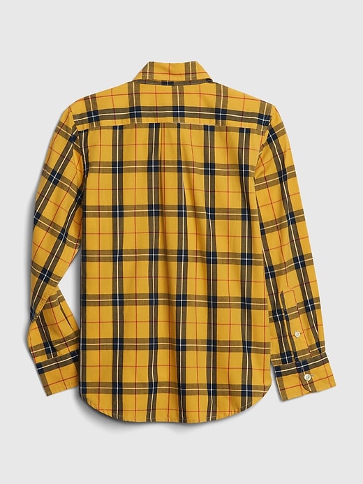 Yellow And Blue Long Sleeve Plaid Flannel Shirt - Nuclear Waste