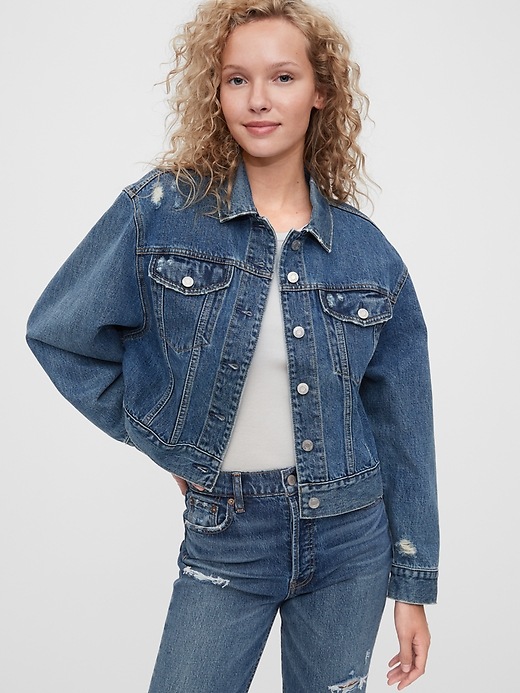 Image number 1 showing, Distressed Denim Dolman Icon Jacket With Washwell&#153