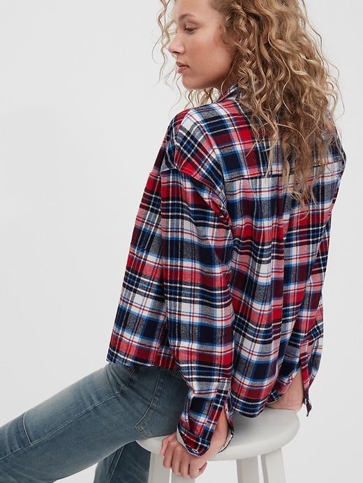 Image number 2 showing, 1969 Collection Cropped Plaid Button Up Shirt