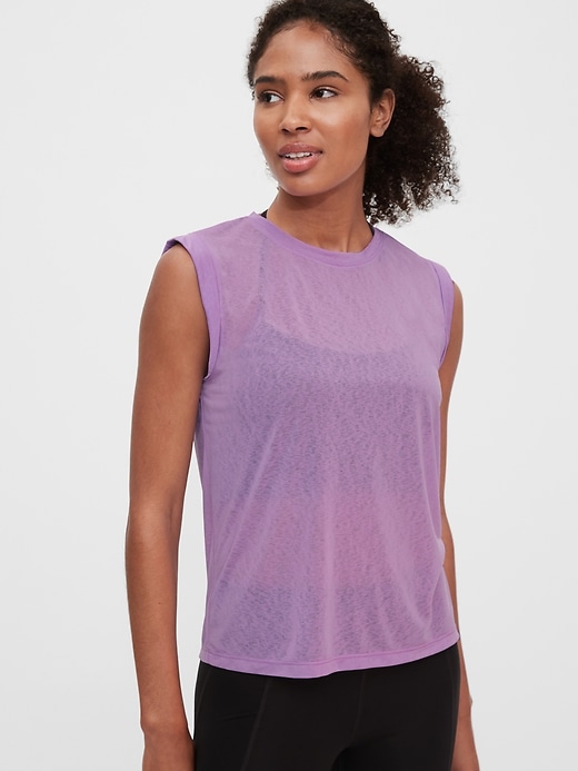 View large product image 1 of 1. GapFit Tissue Rolled-Sleeve Tank