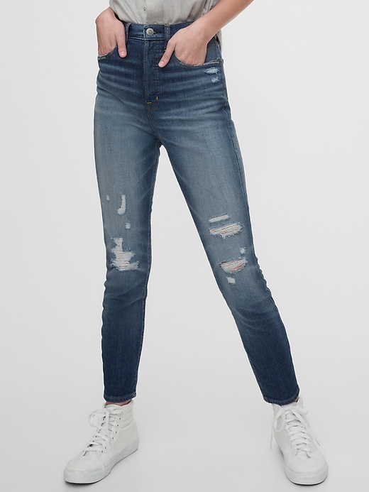 Image number 1 showing, 1969 Premium Sky High Distressed Skinny Jeans
