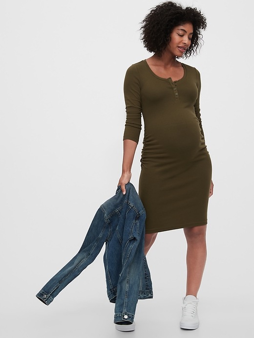 View large product image 1 of 1. Maternity Scoopneck Henley Dress