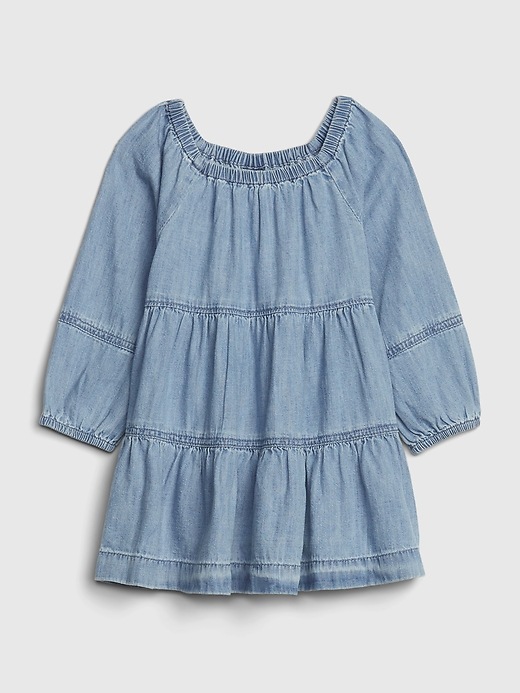 Image number 1 showing, Baby Denim Tiered Dress
