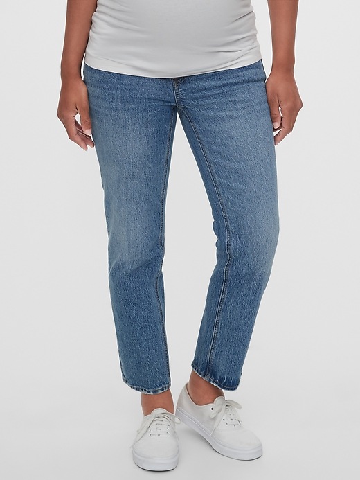 Image number 1 showing, Maternity Full Panel Cheeky Straight Jeans With Washwell&#153