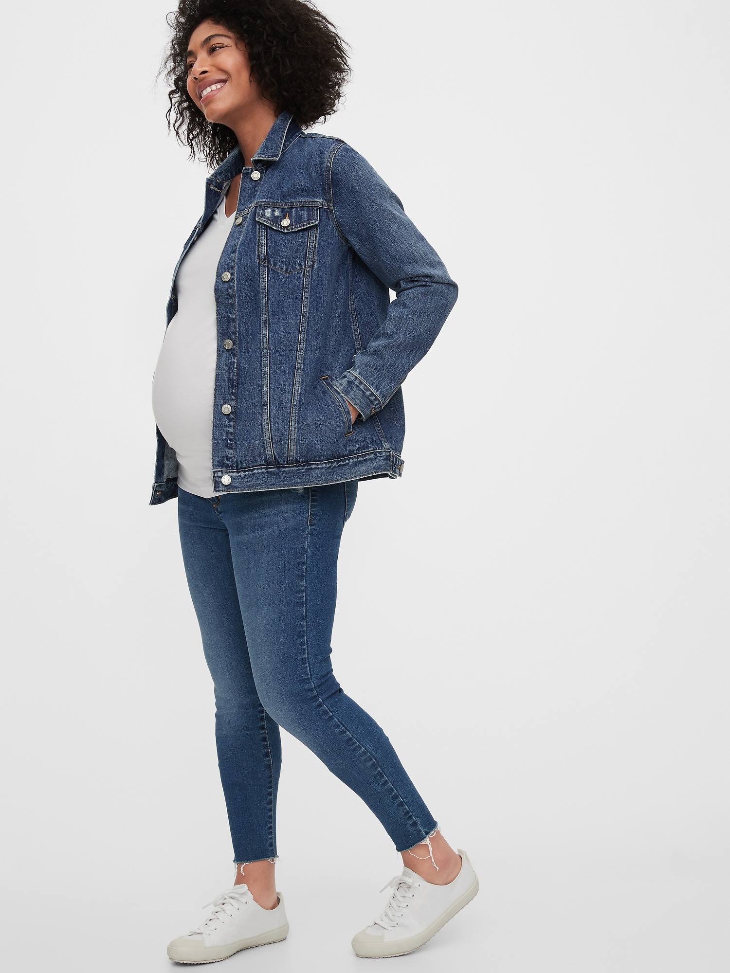 Maternity Icon Distressed Denim Jacket 