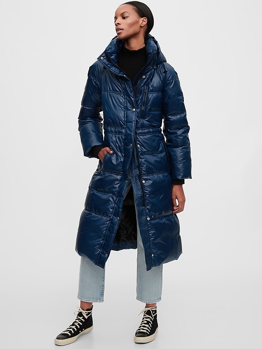 Image number 1 showing, Upcycled Long Puffer Coat