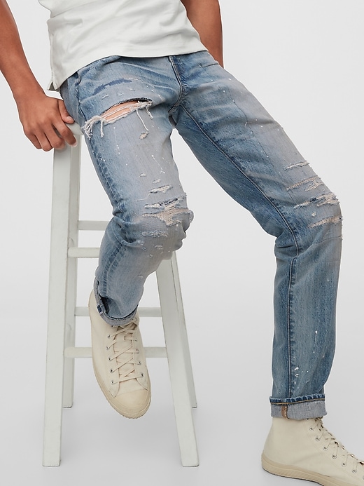Image number 5 showing, 1969 Destructed Slim Taper Selvedge Jeans