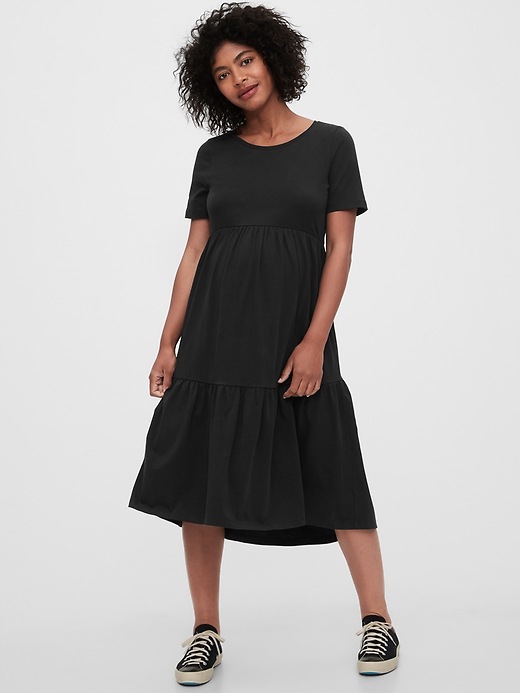 Image number 1 showing, Maternity Tiered Midi Dress