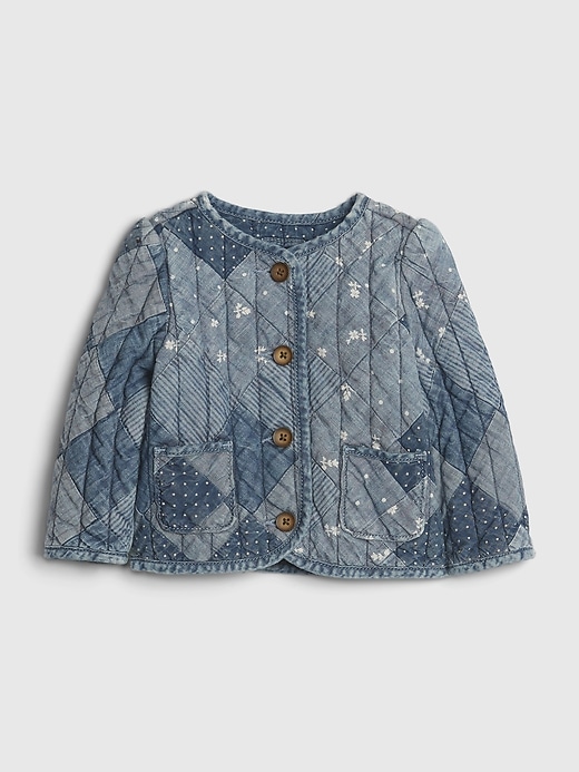 Image number 1 showing, Baby Denim Patchwork Quilted Jacket