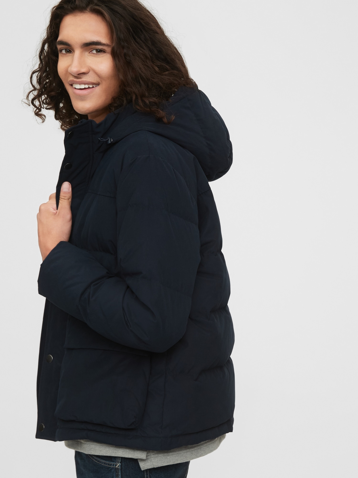 gap heavyweight down hooded puffer jacket