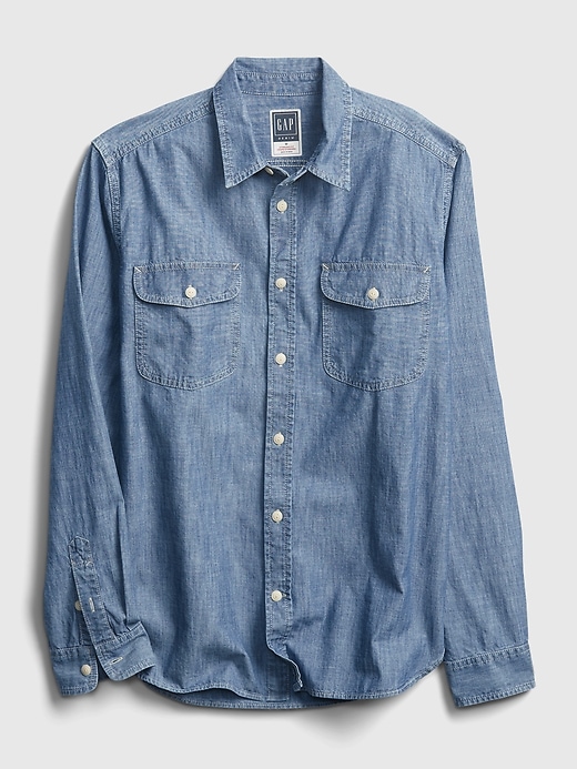 Image number 6 showing, Workforce Collection Denim Chambray Shirt