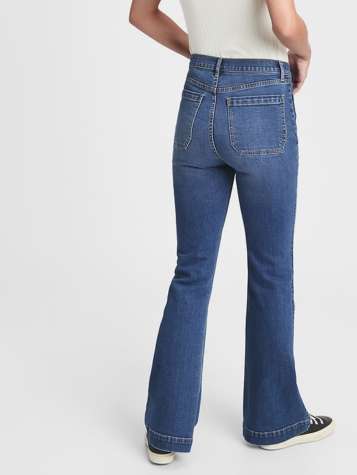 Image number 2 showing, High Rise Patch Pocket Flare Jeans with Washwell&#153