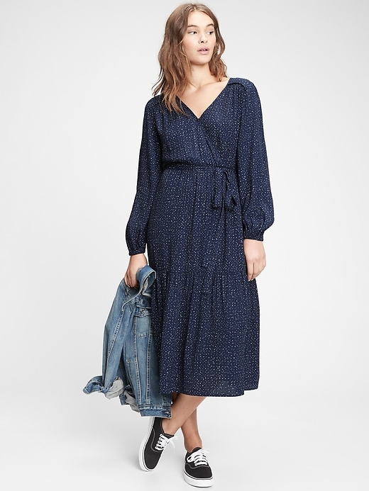 View large product image 1 of 1. Wrap-Front Midi Dress
