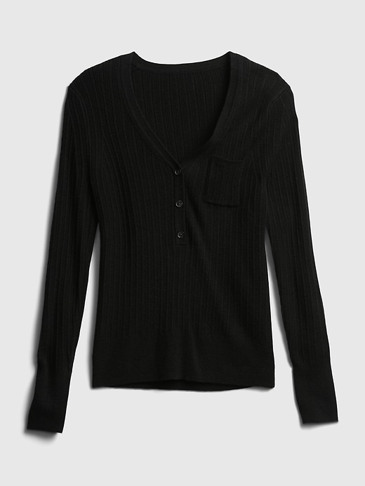 Image number 6 showing, Ribbed Henley Pocket Sweater