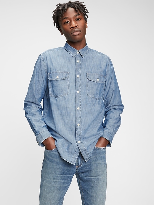 Image number 1 showing, Workforce Collection Denim Chambray Shirt