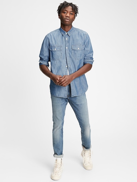Image number 3 showing, Workforce Collection Denim Chambray Shirt