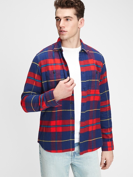 View large product image 1 of 1. Pocket Flannel Shirt in Standard Fit