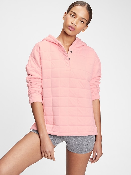 View large product image 1 of 1. GapFit Quilted Jacquard Hoodie