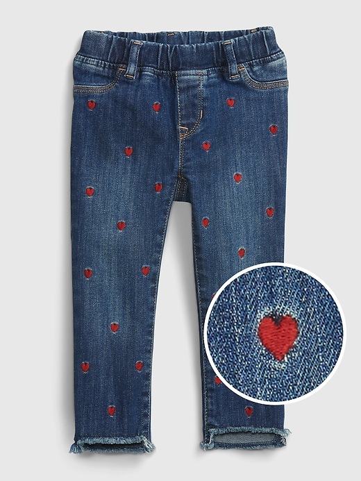 Kids High Rise Embroidered Jeggings with Washwell