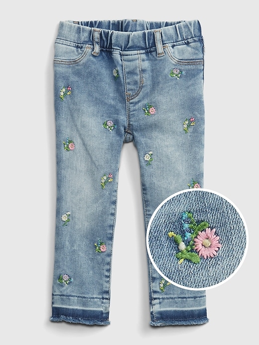 Image number 1 showing, Toddler Embroidered Floral Pull-On Jeggings with Washwell&#153