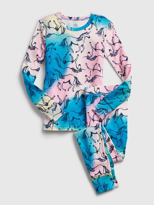 Image number 1 showing, Kids Tie-Dye Unicorn Graphic PJ Set
