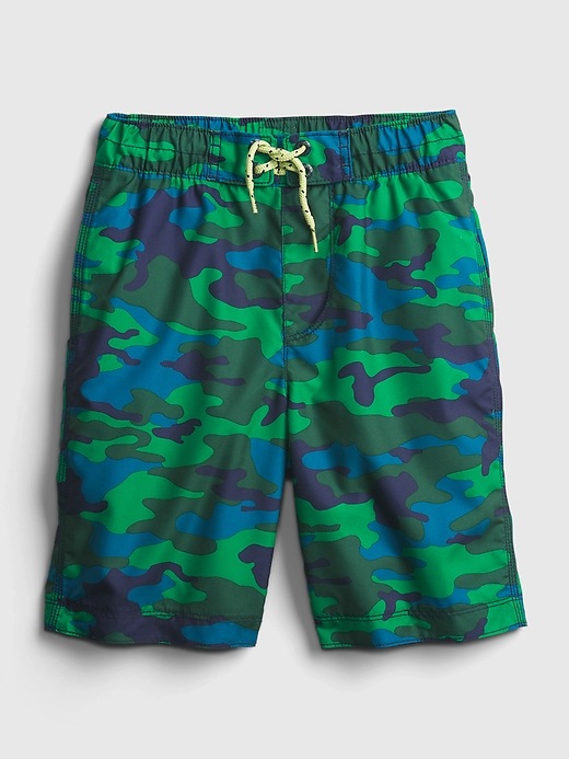 Image number 1 showing, Kids Recycled Polyester Camo Swim Board Shorts