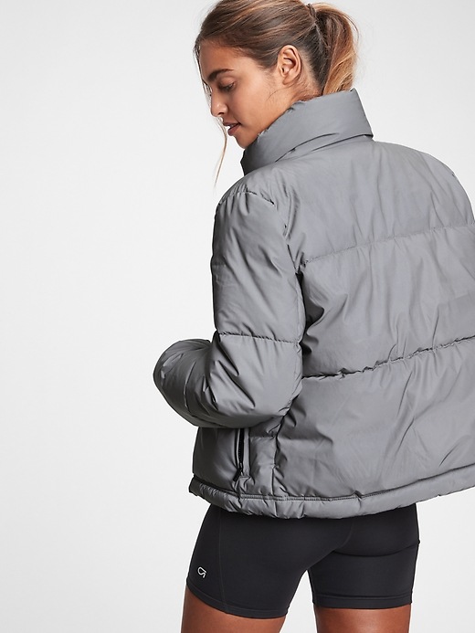 View large product image 2 of 8. GapFit Reflective Cropped Puffer Jacket