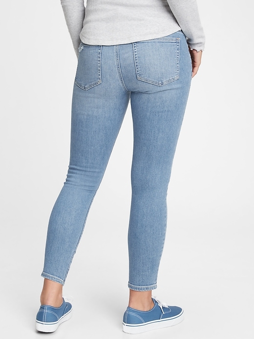 Image number 2 showing, Maternity True Waistband Full Panel Destructed Skinny Ankle Jeans