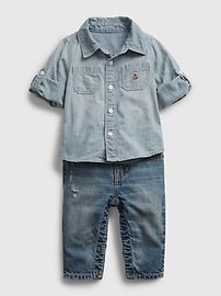View large product image 3 of 3. Baby Denim Outfit Set