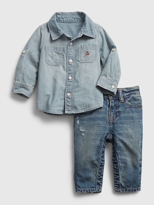 View large product image 1 of 3. Baby Denim Outfit Set