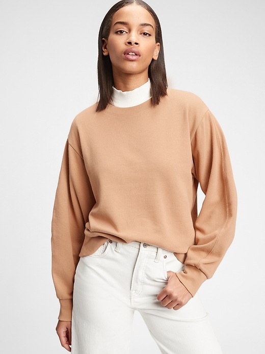 balloon sleeve crew neck sweatshirt