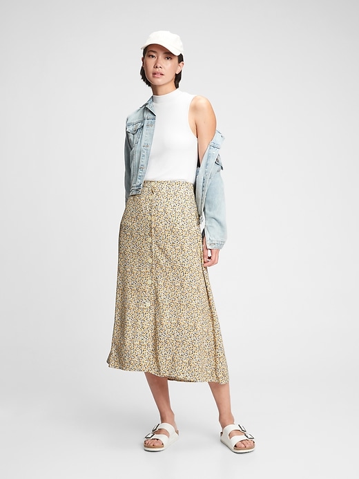View large product image 1 of 1. Lenzing&#153 Ecovero&#153 Button-Front Midi Skirt