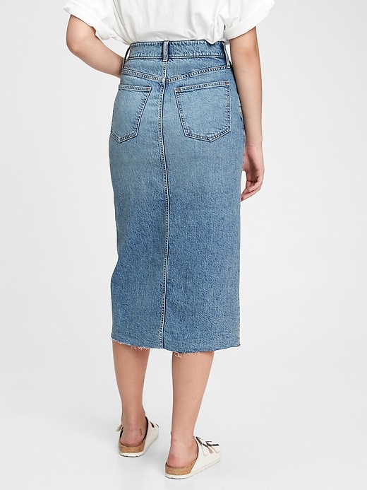 Image number 2 showing, Denim Midi Pencil Skirt with Washwell&#153