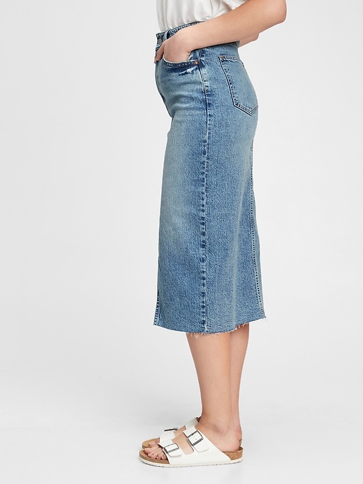 Image number 3 showing, Denim Midi Pencil Skirt with Washwell&#153
