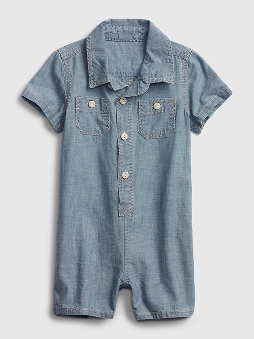 View large product image 1 of 3. Baby Chambray Shorty One-Piece