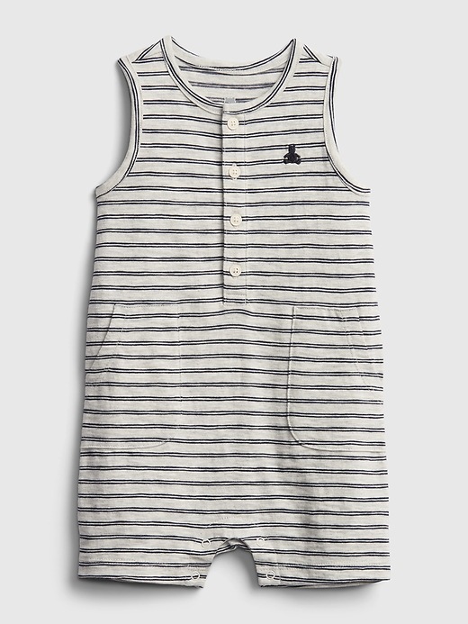 View large product image 1 of 3. Baby 100% Organic Cotton First Favorite Stripe Shorty One-Piece