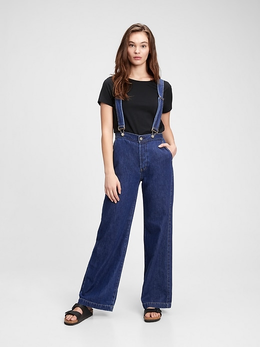 Gap - Wide-Leg Suspender Jeans With Washwell