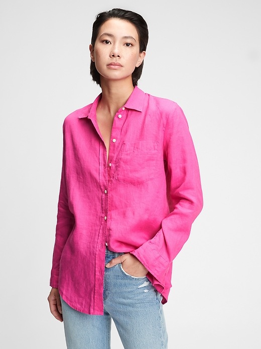View large product image 1 of 1. Linen Boyfriend Shirt