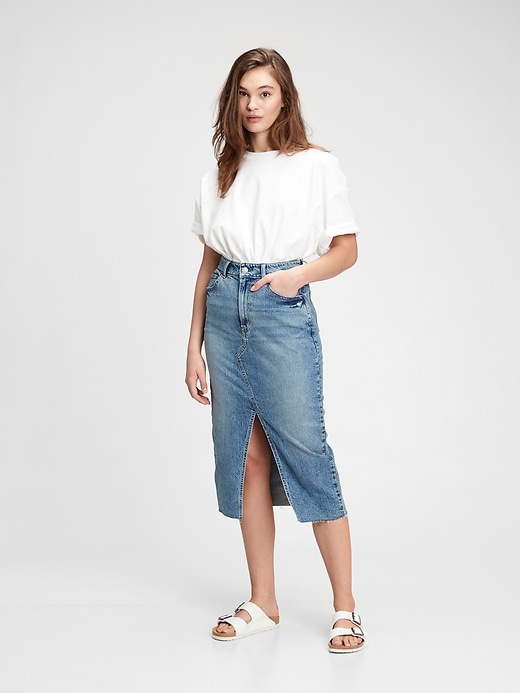 Image number 1 showing, Denim Midi Pencil Skirt with Washwell&#153