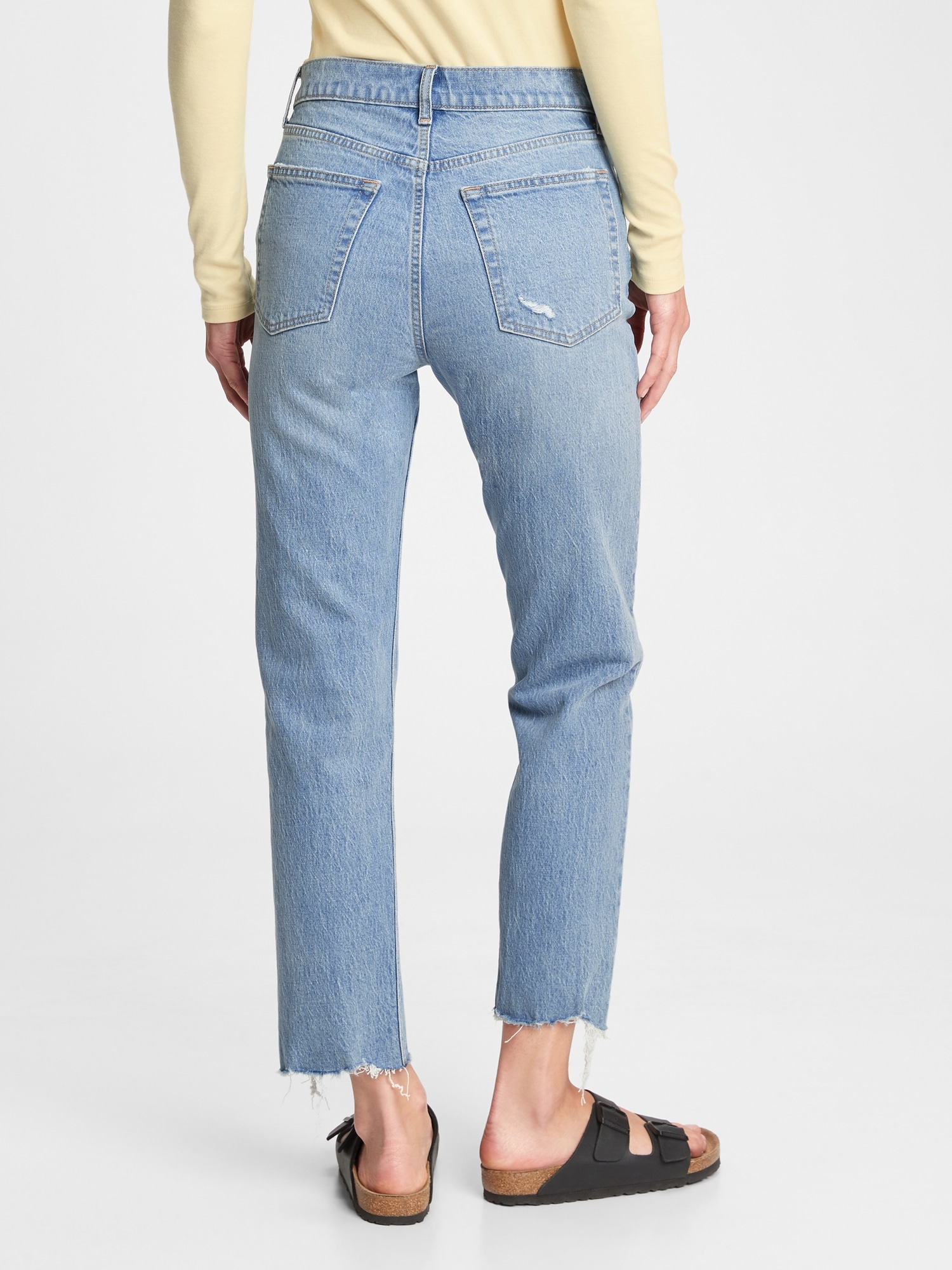 High Rise Cheeky Straight Jeans With 