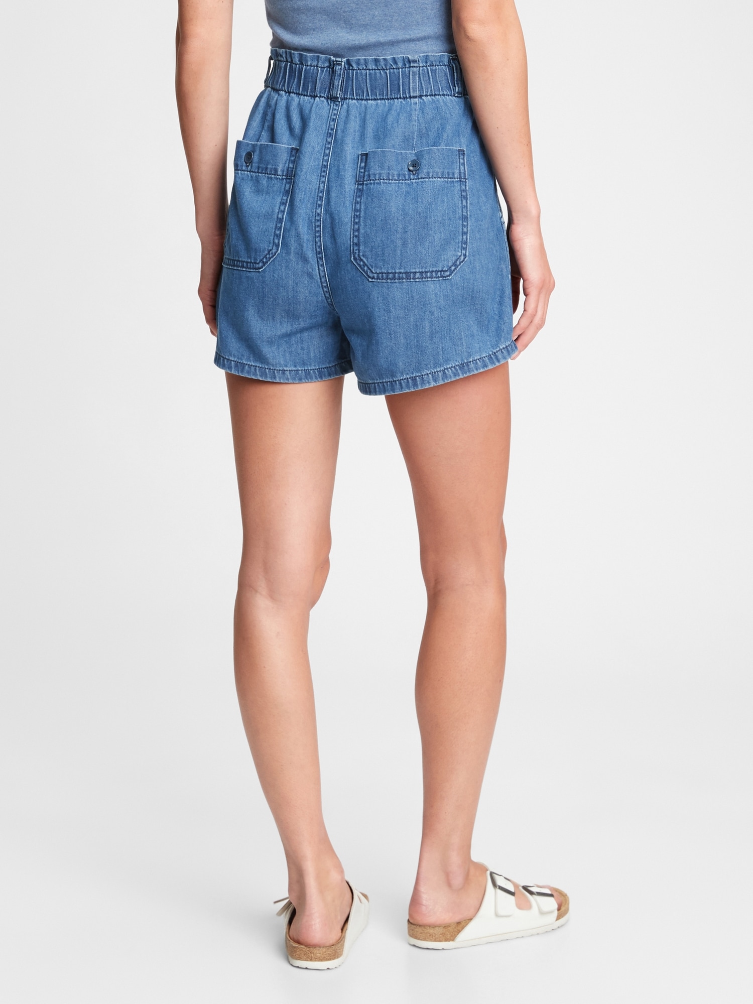 Paperbag Denim Shorts in Tencel™ Lyocell Gap