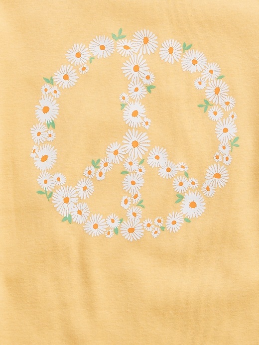 L'image numéro 2 présente Pyjama en coton biologique à imprimé de symbole de paix en marguerites pour Enfant